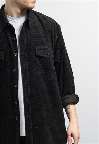 VINTAGE CORDUROY CORD SHIRT BLACK