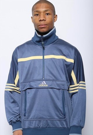 VINTAGE ADIDAS LOGO TRACK JACKET BLUE