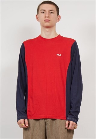 VINTAGE 90'S FILA TRICOLOUR LONG-SLEEVE T-SHIRT