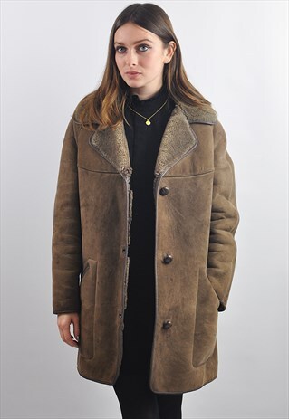 VINTAGE 1970S BROWN SELFRIDGES SHEEPSKIN SHEARLING COAT