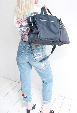 VINTAGE 70S NAVY BLUE HOLDALL WEEKENDER BAG