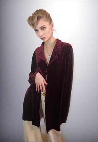 VINTAGE ROMANTIC SOFT BURGUNDY VELVET JACKET