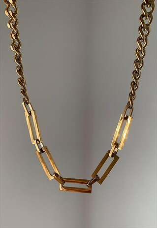 LUXOR. Gold Mixed Chain Statement Necklace