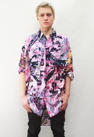 VINTAGE 90' AMAZING UNIQUE COLORFUL LONG UNISEX SHIRT