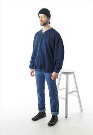 LONG SLEEVE SILKY NAVY SWEATSHIRT