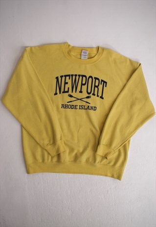 VINTAGE 90S YELLOW NEWPORT RHODE ISLAND SWEATSHIRT