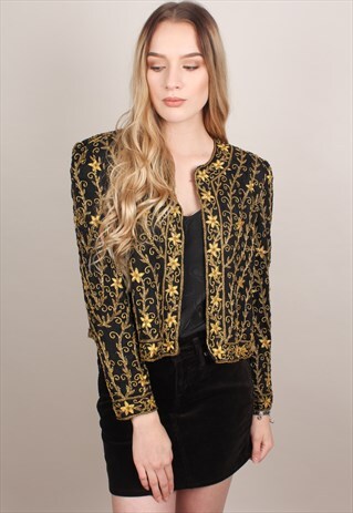 VINTAGE SEQUIN PARTY SILK JACKET ASM1884