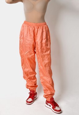 80s vintage pants nylon shell orange colour women 90s 