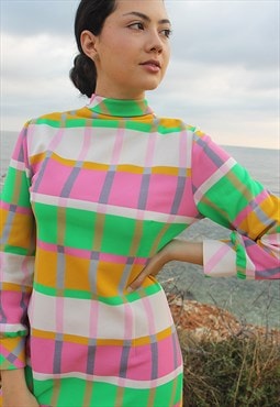 60s Vintage Checked Dress