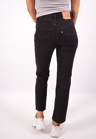 VINTAGE LEVI'S 521 HIGH WAIST JEANS STRAIGHT BLACK
