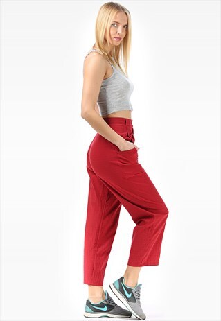 VINTAGE TAPERED MOM TROUSERS WINE RED