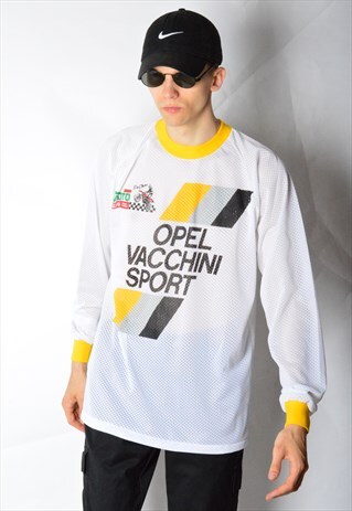 VINTAGE 90S WHITE YELLOW OPEL SPORTS SHIRT