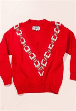 Vintage Jumper 80s Retro Ugly Sweater in Red