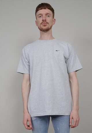 VINTAGE 90'S NIKE SWOOSH LOGO GREY T-SHIRT