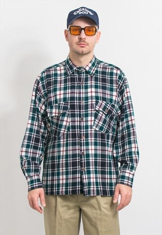 Vintage plaid flannel shirt long sleeve men XL