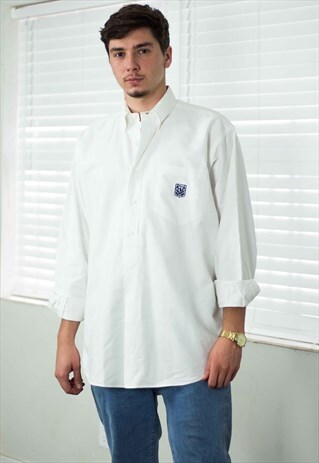 VINTAGE POLO RALPH LAUREN SHIRT UNI CREST LOGO 90S L 13.2