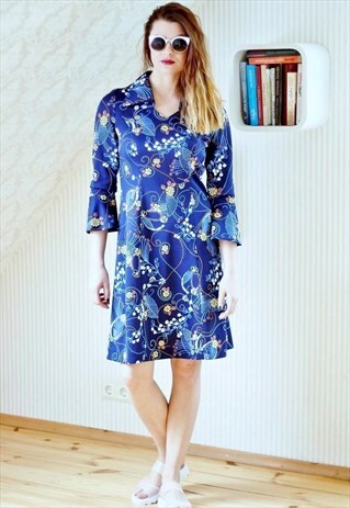 BRIGHT BLUE FLORAL DRESS