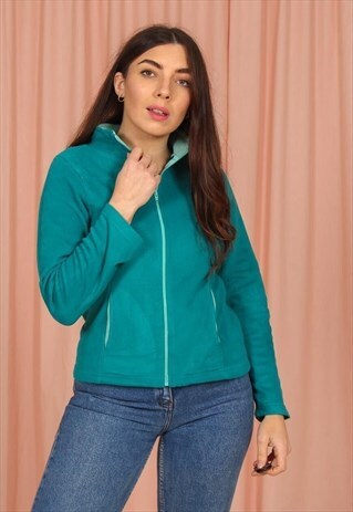 VINTAGE 90S ZIP FLEECE JACKET IN GREEN