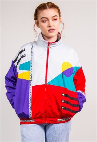 90's Vintage Bright Wavey Pattern Shellsuit Tracksuit Jacket | The ...