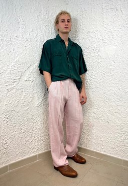Vintage 90s green short sleeves silky shirt 