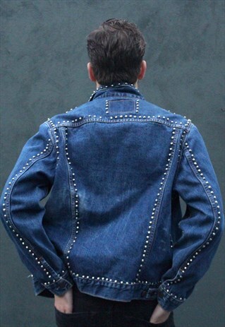 UNISEX STUDDED VINTAGE 90S DENIM JACKET