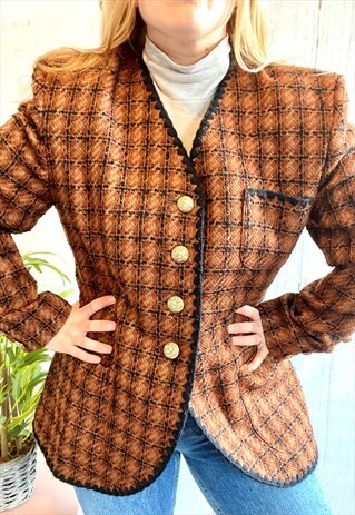 VINTAGE RETRO CHECKED CLUELESS 80'S BLAZER JACKET