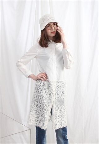(KOREAN) LACE HEM BOYFRIEND SHIRT