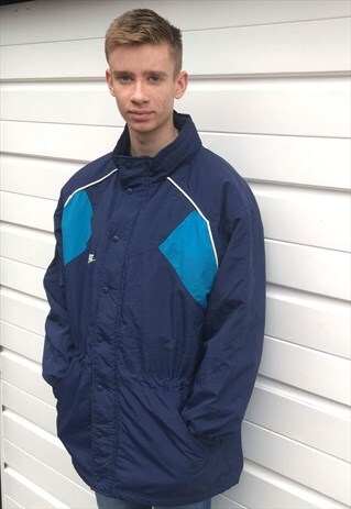 MENS VINTAGE BLUE ADIDAS COAT SPORTSWEAR JACKET ZIPPER