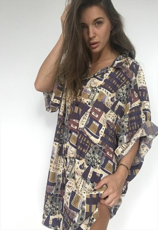 PATTERNED OVERSIZED RETRO VINTAGE UNISEX FESTIVAL SHIRT