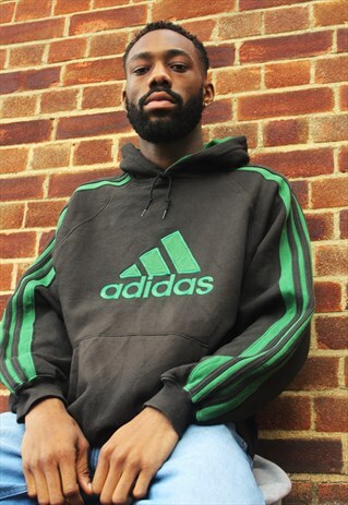 adidas black and green hoodie