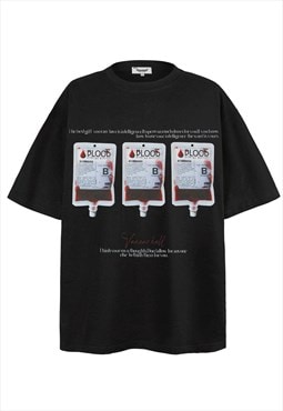 Blood print t-shirt gore top vampire tee in black