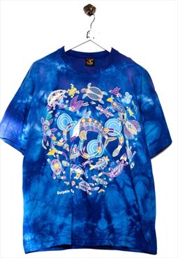 Vintage Churinga 90s T-Shirt Sea Animals Print Blue