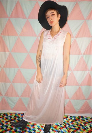VINTAGE 60S PASTEL PINK SHEER NIGHTIE SLIP DRESS