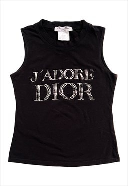 Christian Dior Vest Top J'adore Dior Tank Black Silver Logo 