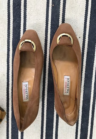 VINTAGE 70S SUEDE LEATHER HEELS SHOES PUMPS MINIMALIST BOHO