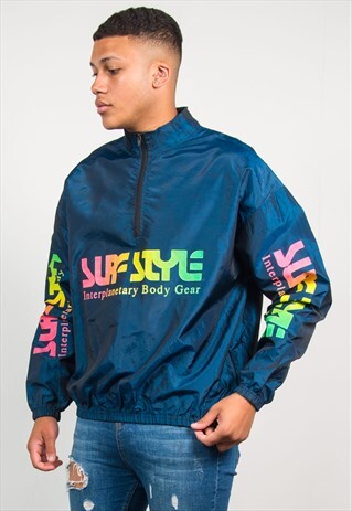 SURF STYLE QUARTER ZIP WINDBREAKER JACKET