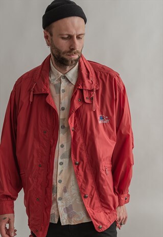 VINTAGE 80S COACH JACKET IN RED