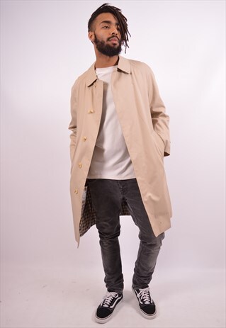 AQUASCUTUM MENS VINTAGE COAT SMALL BEIGE 90S