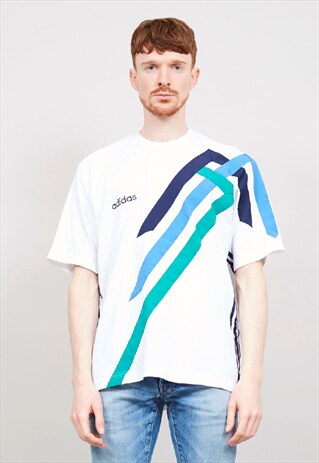 VINTAGE 90'S ADIDAS WHITE / MULTI-COLOURED T-SHIRT