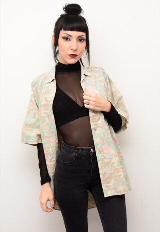 VINTAGE 90'S ABSTRACT CRAZY FUNKY PATTERNED OVERSIZED SHIRT