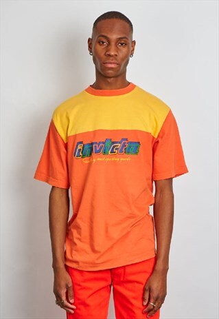 VINTAGE 90'S INVICTA LOGO ORANGE AND YELLOW T-SHIRT