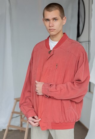 VINTAGE 80S RED BOMBER JACKET