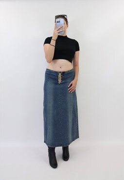 Vintage 90s Denim Maxi Skirt