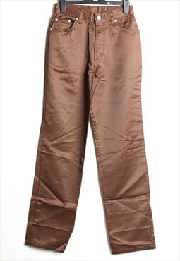Fiorucci Vintage Safety Jeans Italy Shiny Trousers Brown