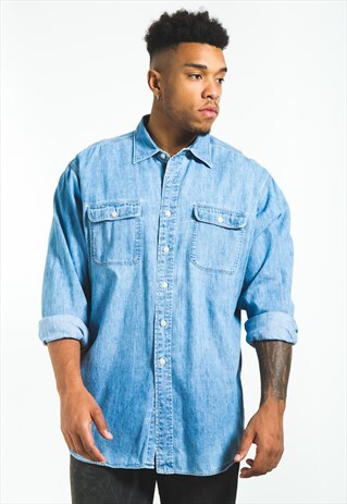 VINTAGE 80S POLO RALPH LAUREN DENIM SHIRT / S6187
