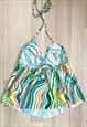 Y2K SWIRL PRINT HALTER TOP