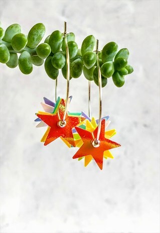 STARBURST SEQUIN CLUSTER HOOP EARRINGS