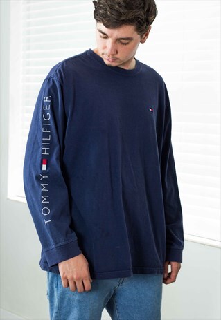 VINTAGE TOMMY HILFIGER T-SHIRT BIG LOGO 90S XL 12.3