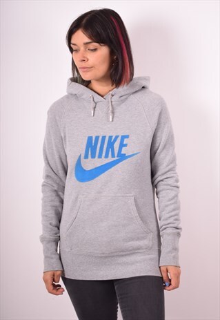 NIKE WOMENS VINTAGE HOODIE JUMPER MEDIUM GREY 90S