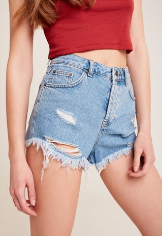 DISTRESSED DENIM SHORTS